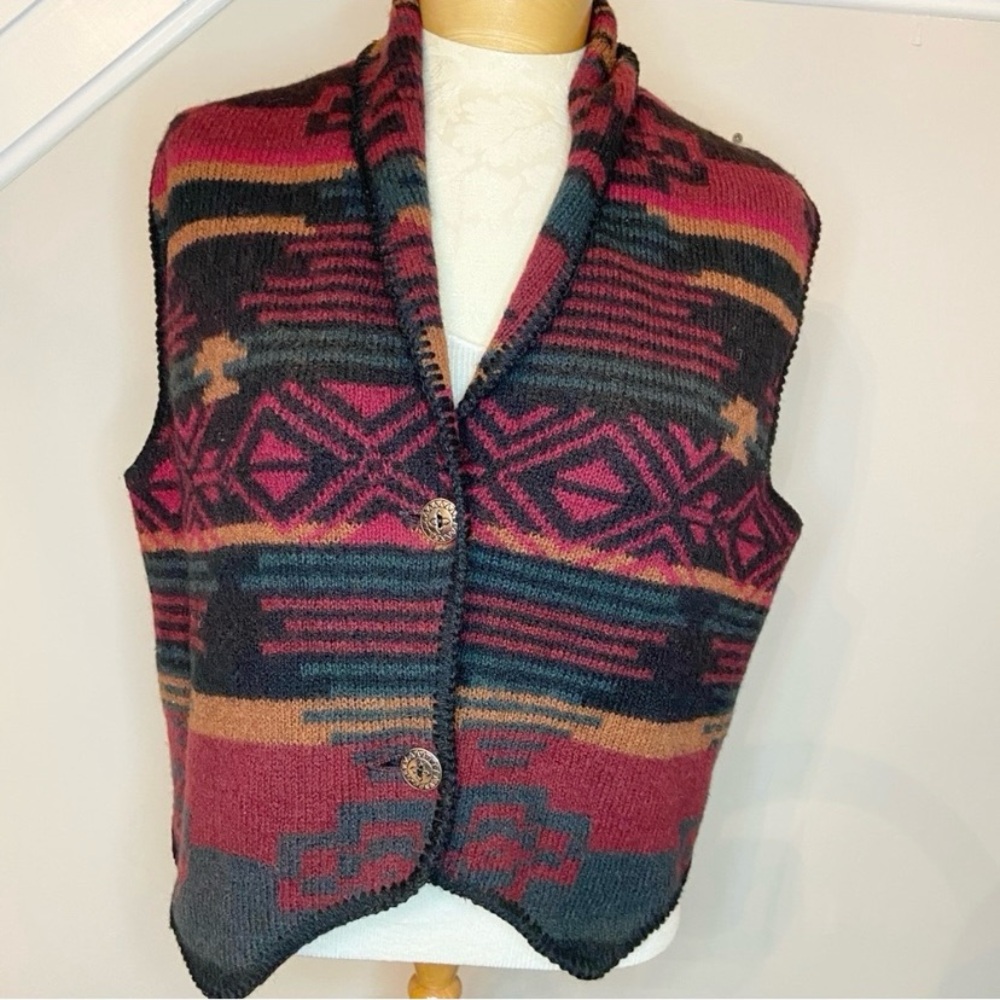Vintage ALPS 100% Wool Aztec Geometrical Sweater Vest Southwestern Women’s M